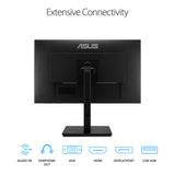 ASUS 23.8â1080P Monitor(VA24DQSB)-Full HD,IPS,75Hz,Speakers Adaptive-Sync Low Blue Light Flicker Free VESA Mountable Frameless, HDMI DisplayPort, VGA, USB hub Height Adjustable, BLACK,12.8