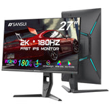 SANSUI 27 inch WQHD 180Hz Gaming Monitor 1440P-AMD FreeSync 1ms DCI-P3 93% Fast IPS Computer Monitor,Height Adjustable Vertical/Horizontal Rotating, 2ÃDisplayPort/HDMI ä¸¨HDRä¸¨Low Motion Blur ä¸¨Speakers