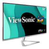 ViewSonic VX3276-MHD-2 32 Inch IPS Full HD Monitor with VGA, HDMI, DisplayPort, Eye Care for Work and Entertainment at Home, Silver